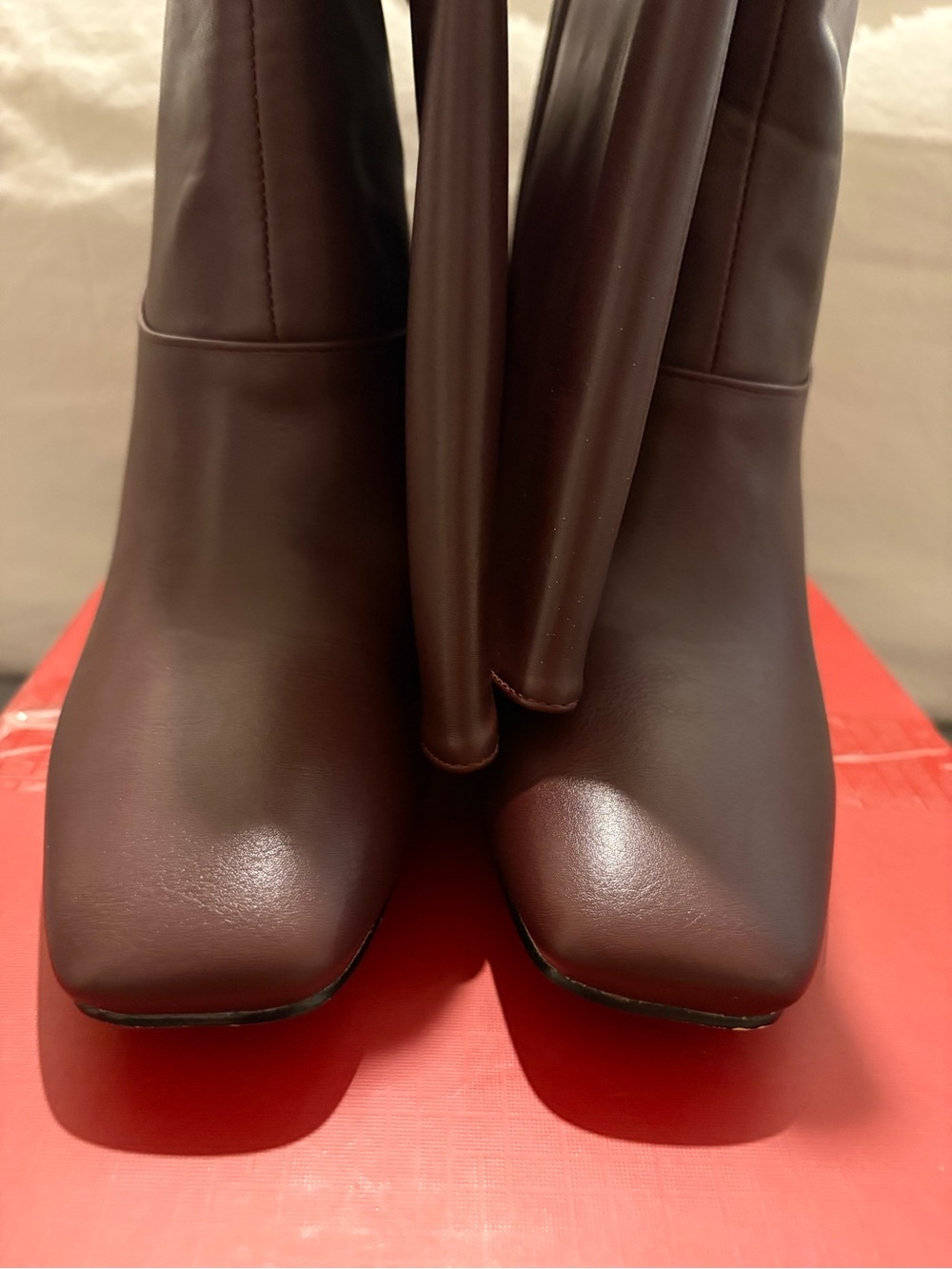 Yiya Women's Tall Square-Toe Knee-High Boots in Cherry Red / Euro 40; US 8.5 - Picture 11 of 16